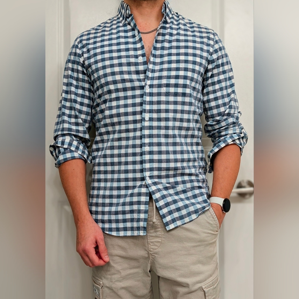 J. Crew Blue and White Checkered Shirt